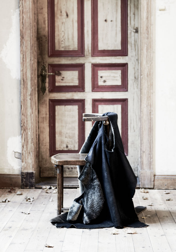 Home and Interior - U3 Fur Cape Merino Cashmere Black (also available as blanket)